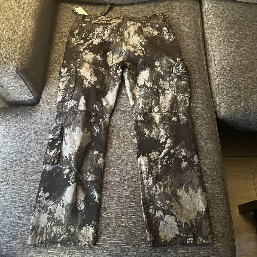 Prps Pants Mens 36x31 Black Camo Cargo Denim E109P14 Garment Dyed Streetwear - Picture 3 of 16